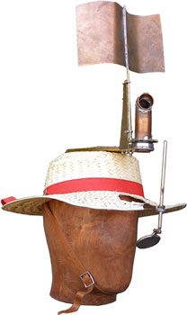 The Circumspective Periscope mounted on a straw hat